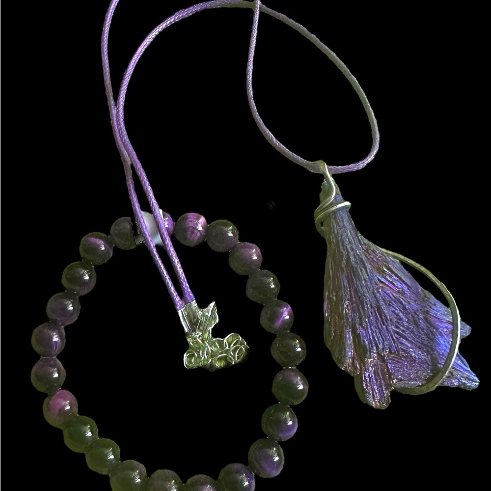 Purple Titanium Aura Kyanite Set